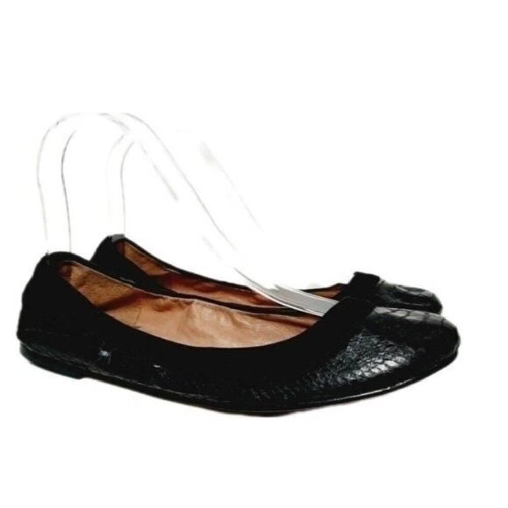 SAM EDELMAN Bina Ballet Flats Black Reptile Sz 6.5 M
